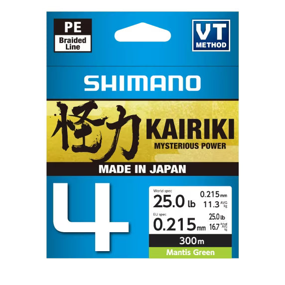 Filo intrecciato Shimano Kairiki 4 Verde 300 mt